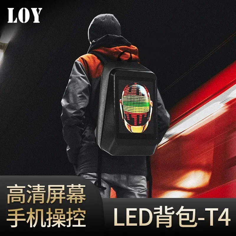 

GMLOY Black King Kong LED high definition locomotive cycling backpack promotion LED smart display backpack schoolbag move