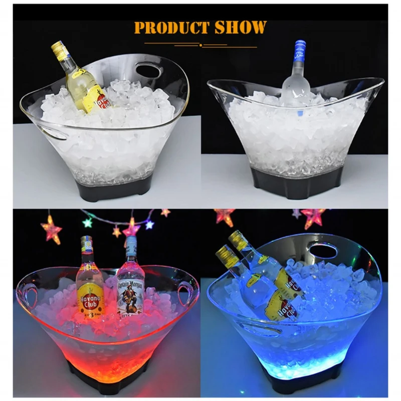 

12L LED New style Ice Bucket Chargeable Champagne Beer Wine Cooler Drink Bottle Holder Color Changing Ice Tub For Bar Nightclub