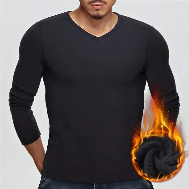 Bottom Thermal Thermo Slim Shirts Thickened Warm Clothes Tops Winter Men Underwear Autumn Long T-shirt Pullover Sleeve Fleece