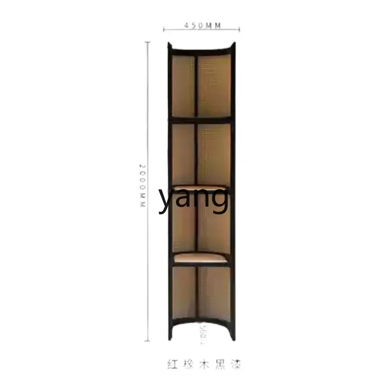 Lmm living room solid wood entrance multi-layer floor screen shelf wabi sandy wind home display rack