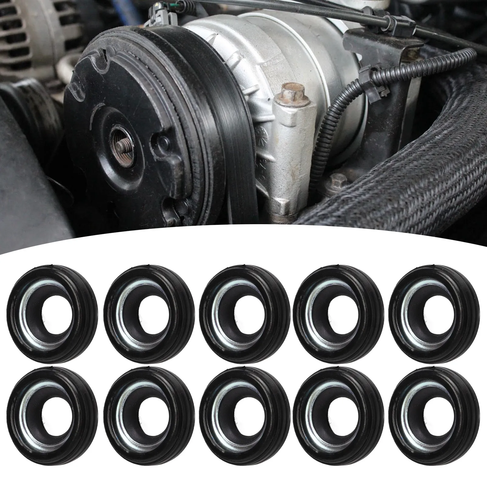 10Pcs Car AC Air Conditioner Compressor Shaft Oil Seal Kit Rubber for V5 AC Compressors