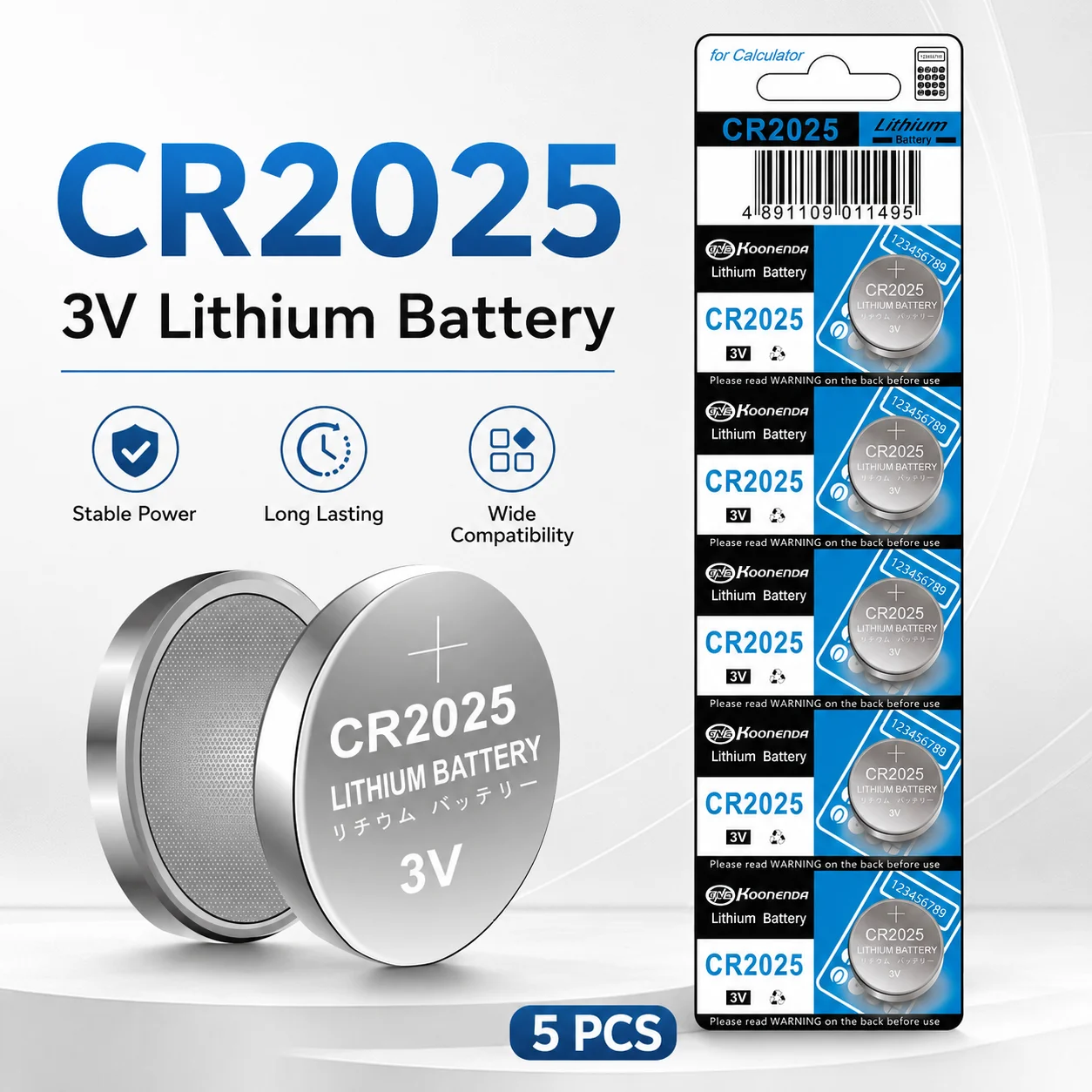 

CR2025 3V Lithium Coin Cell Bulk Pack DL2025 KCR2025 LM2025 for Car Key Fob Watch Remote Control Electronics