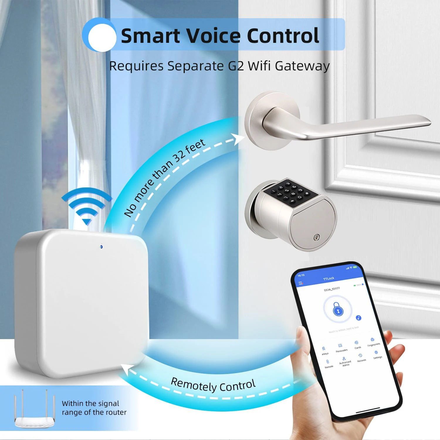 TTLock-cerradura inteligente sin llave con huella dactilar, dispositivo de cierre con 4 piezas, batería AAA, longitud ajustable, biométrico, con