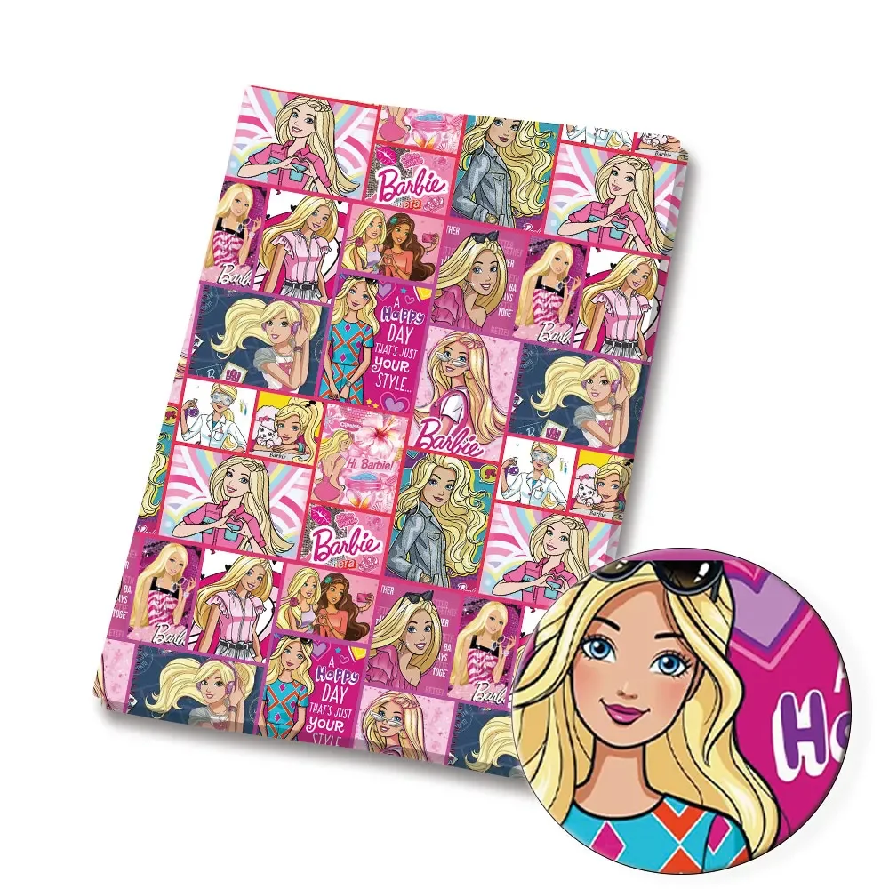 Barbie doll Cartoon Hot DIY handmade sewing patchwork quilting baby dress home sheet140cm printed fabric kids fabric