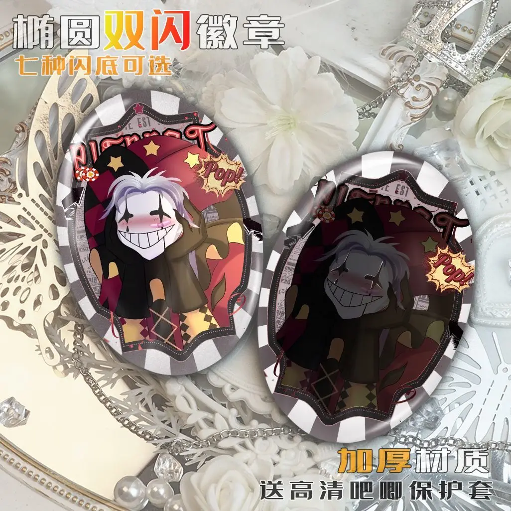 Insignia de Anime The Freak Circus Pierrot, broche de elipse de hojalata, insignias de figuras de dibujos animados, mochila, ropa, Pin de solapa, accesorios