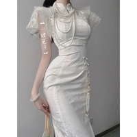 New Chinese Style Dress Traditional Chinese Buttocks Wrapped Dress Summer New Slim Dresses Elegant Women Cheongsam Dress