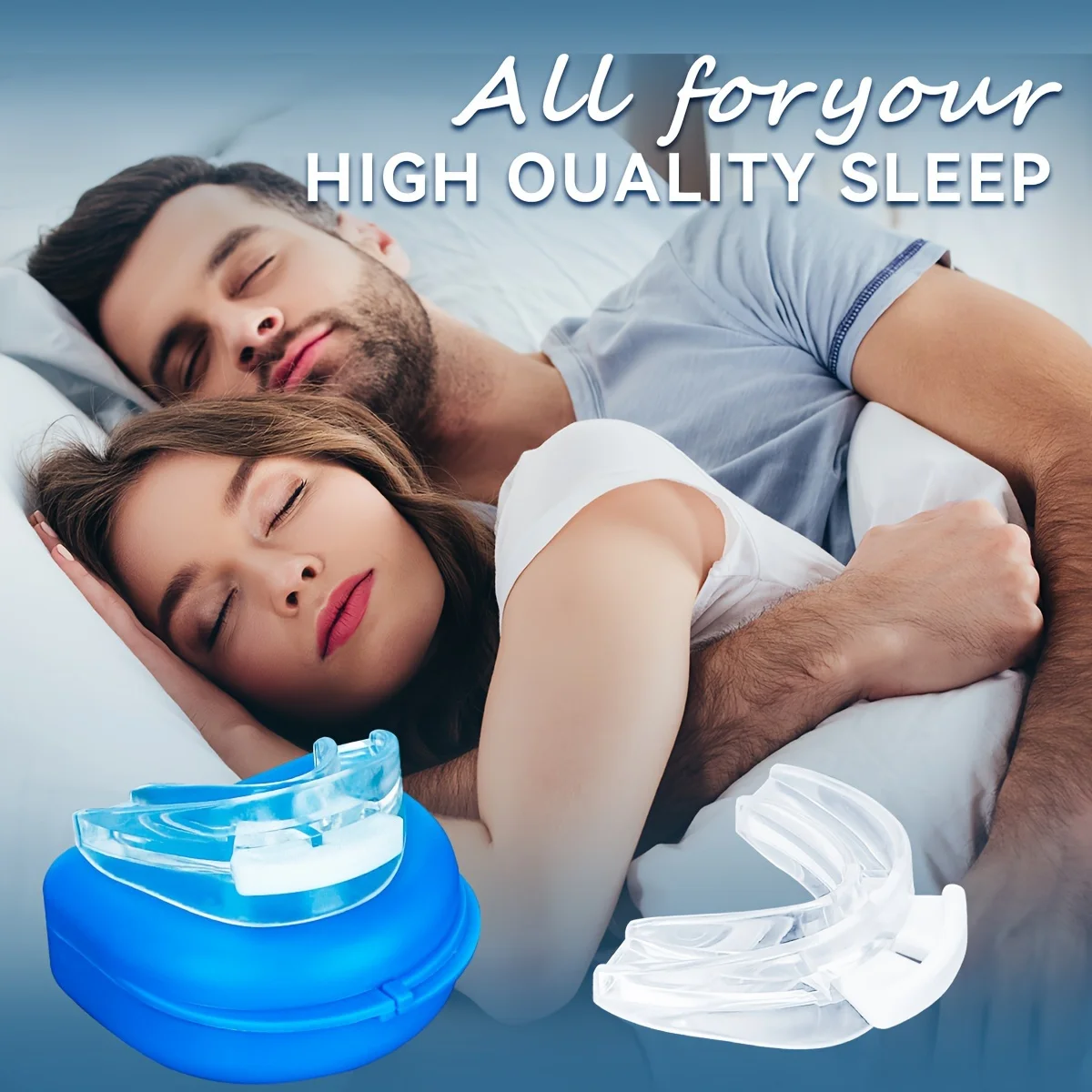 1pc BPA Free Anti Snore Mouthpiece, Custom Fit Adjustable No Snore Device, Teeth Grinding Solution for High Quality Sleep