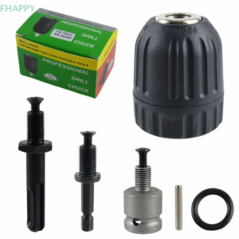 6Pcs 0.8-10mm Keyless Drill Chuck Kit 3/8