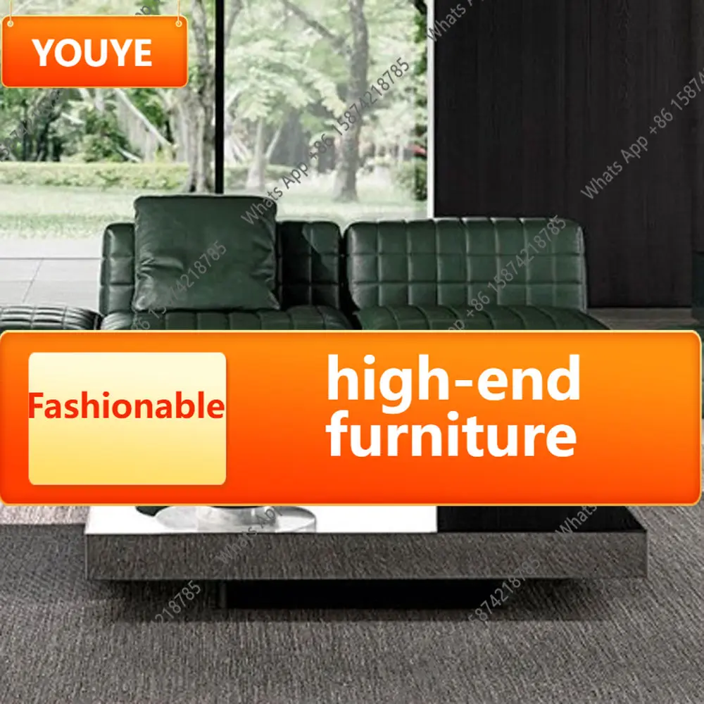 F Italian minimalist stainless steel mirror coffee table living room post-modern model house designer home light luxury