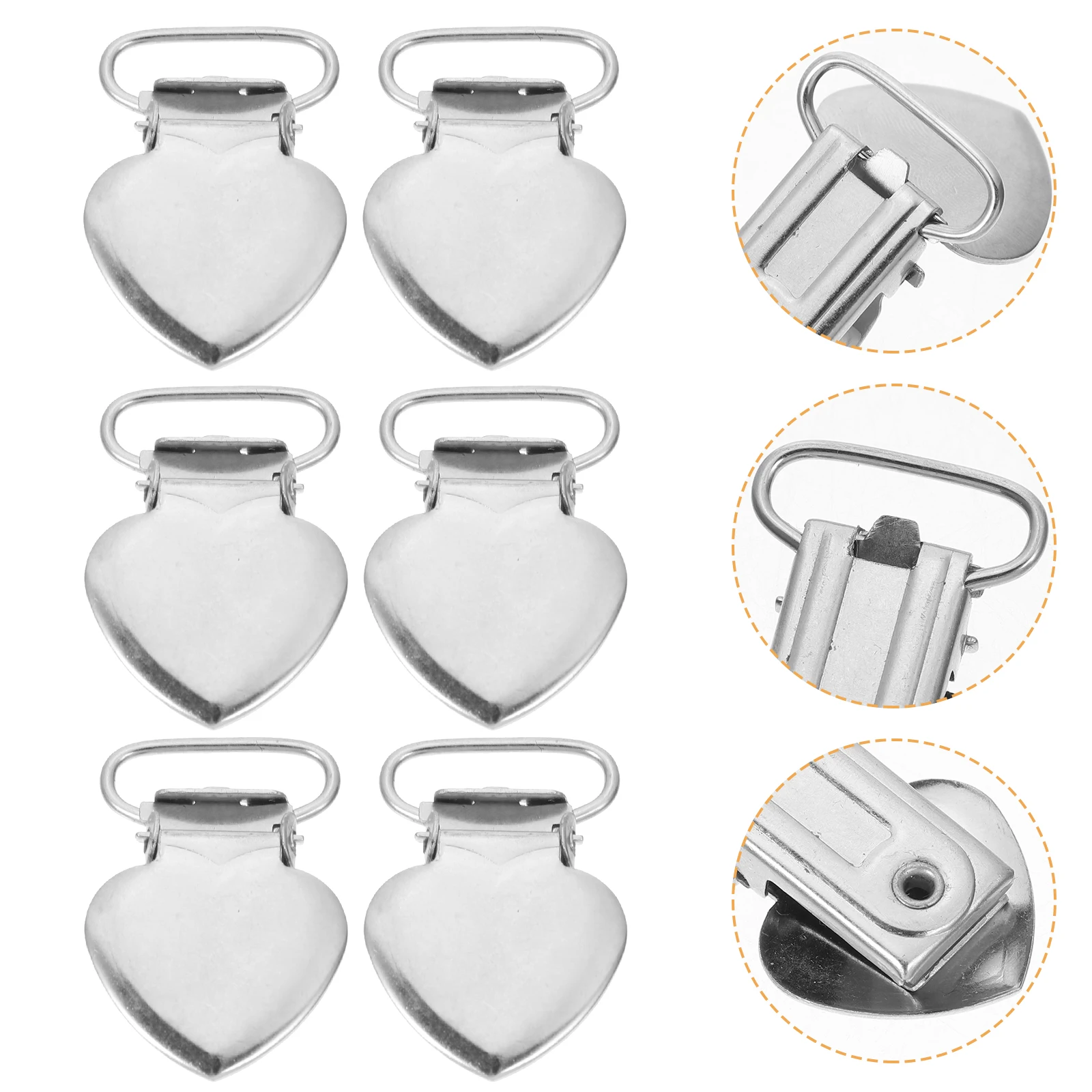 

30pcs Stainless Steel Duckbill Clips Heart Fasteners Suspenders Pacifier Holder Sheet Straps Metal Clothes Clamp Hair Styling