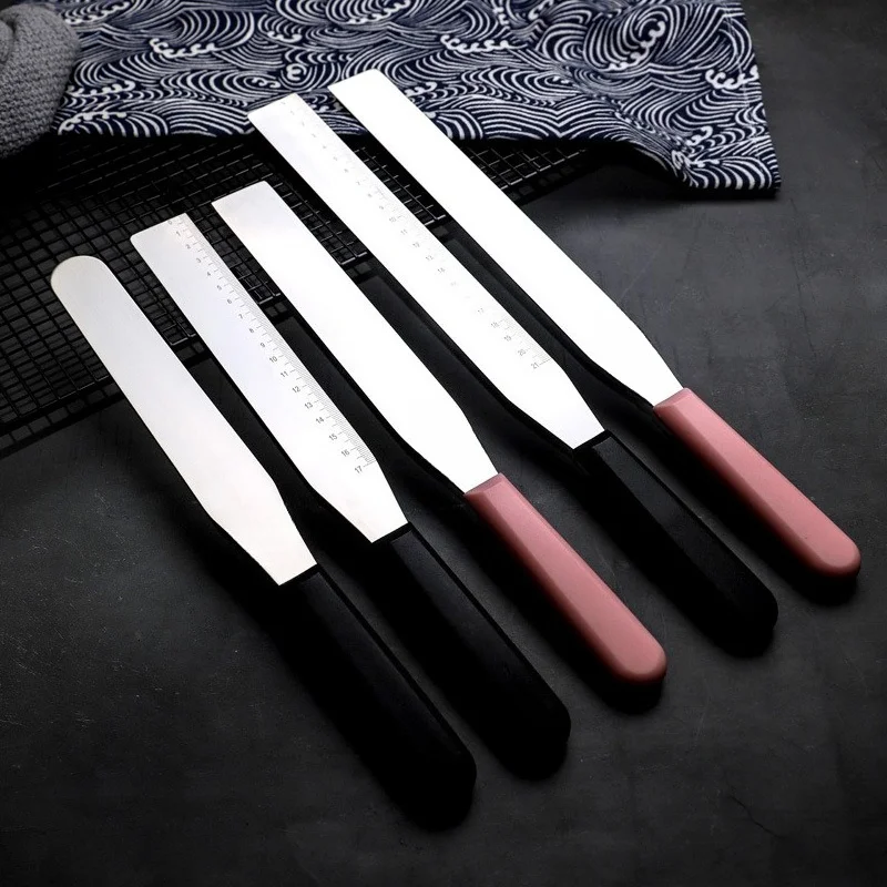 8/10 Inch Right Angle Cream Spatula with Measured Scale Baking Turntable Cake Frosting Smoother Scraper Kitchen Tool
