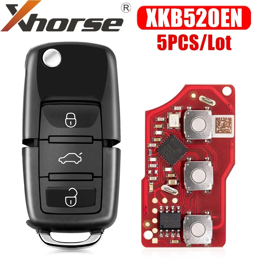 5pcs/lot Xhorse XKB520EN 2nd Generation Wire Remote Key B5 Type Supports Wireless Programming