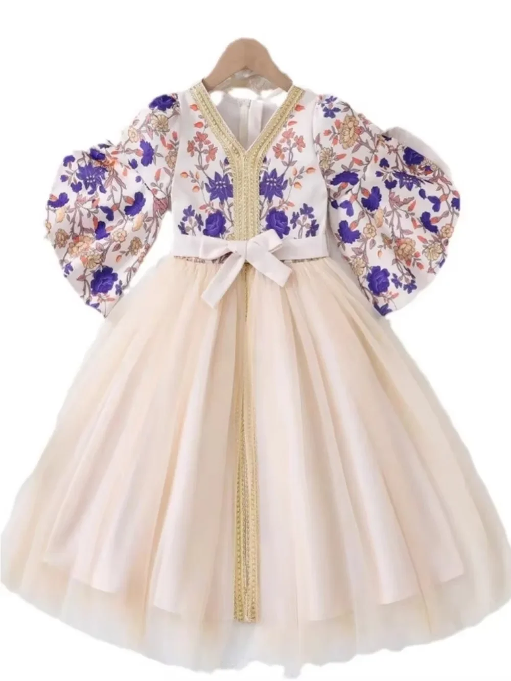 무슬림 어린이 소녀 아바야 파티 드레스 꽃무늬 롱 로브 띠 이드 라마단 이슬람 두바이 카프탄 2026 어린이 의상 잘라비야