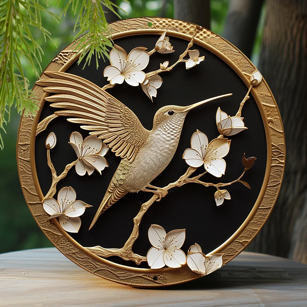 

Art Painting Round Wreath Decorative Sign Living Room Decor Mother's Day Gifts Hummingbird Theme Decoration home decor