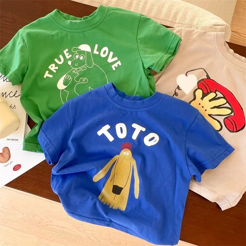 Kids T-shirt Summer 2023 Tops for Boys Short-sleeve Girls Shirts Cartoon Children Blouse Baby Tees Toddler Outerwear Clothes