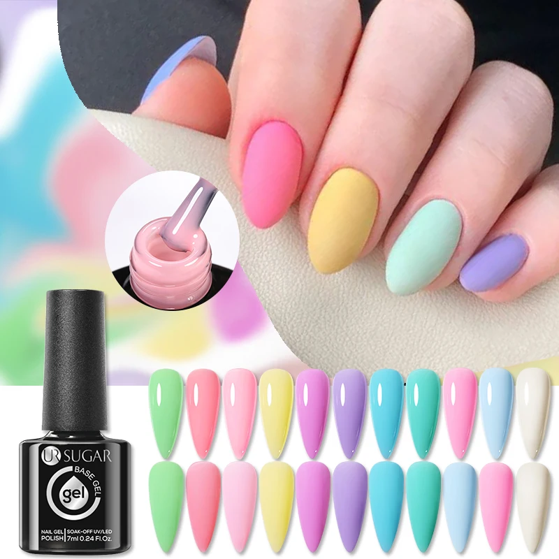 Ur Zucker 7ml Macaron Eis Gummi Basis Gel Nagellack Frühling Sommer Gel Lacke semi permanente Nagellack für Nägel