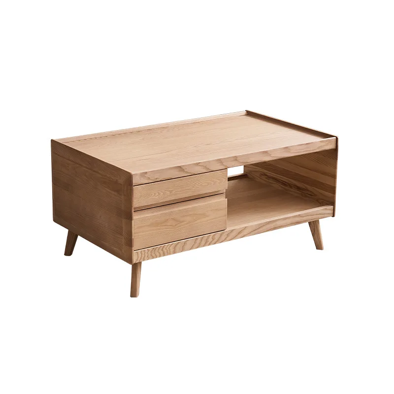 Solid wood coffee table combination floor-to-ceiling living room household small apartment log simple modern light luxury