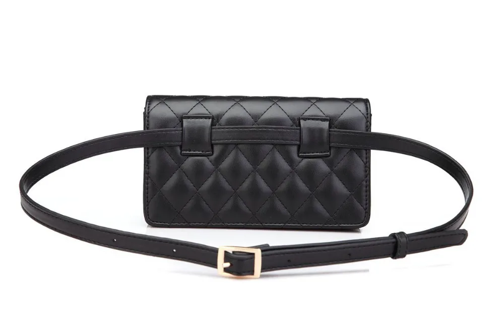 Fashion Women Waist Bags Classic Lattice Belt Bag High Quality PU Leather Fanny Pack Cell Phone Purse for Teenager Girls