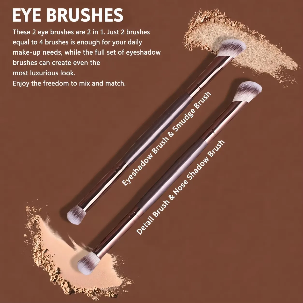 6Pcs Professional Dual-Ended Makeup Brush Set, Portable Multifunctional Travel Beauty Tools for Face & Eye Makeup - view 4