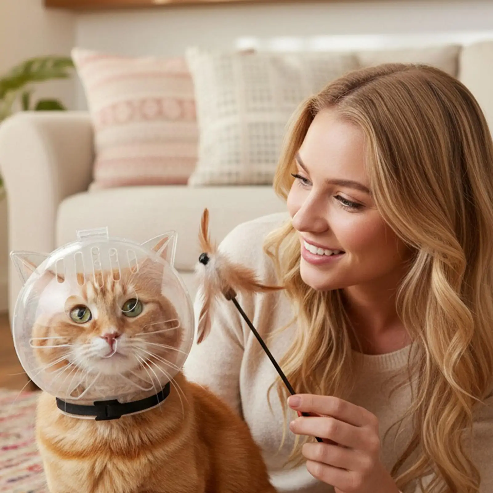 Cat Bubble Muzzle Transparent Breathable Face Cover Cat Hood for Small Dogs Bathing Shedding Nail Trimming Shower Behavior