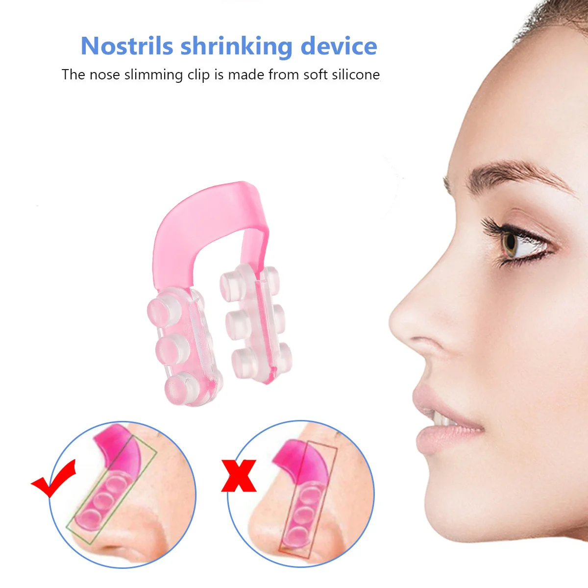 4개입 리프팅 셰이퍼 실리콘 코 올리기 클립 처진 코등 교정 뷰티 도구 얼굴 윤곽 조형기