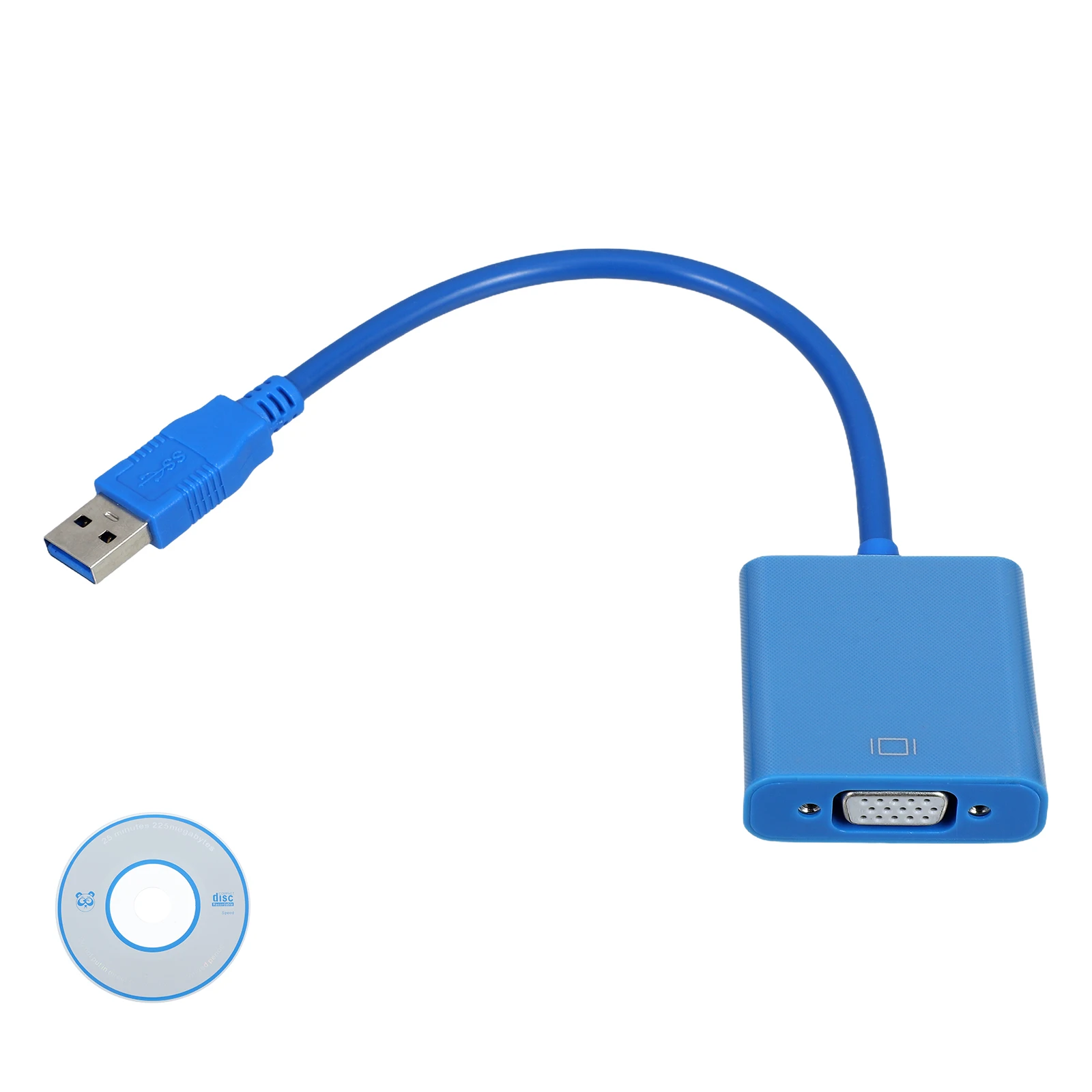 

USB 3.0 to Vga Adapter Cable 1920x1080p Hd Video Converter for Dual Monitor Extension No External Power Required Blue