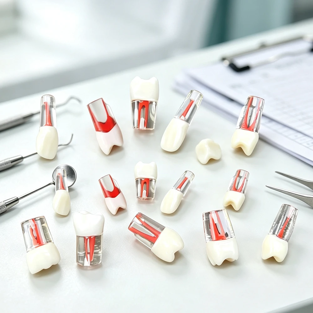 5pcs Dental Endo Model Resin Root Canal Block Tooth Models Training RCT Practice Teeth Pulp Cavity for Dentist Students Studying
