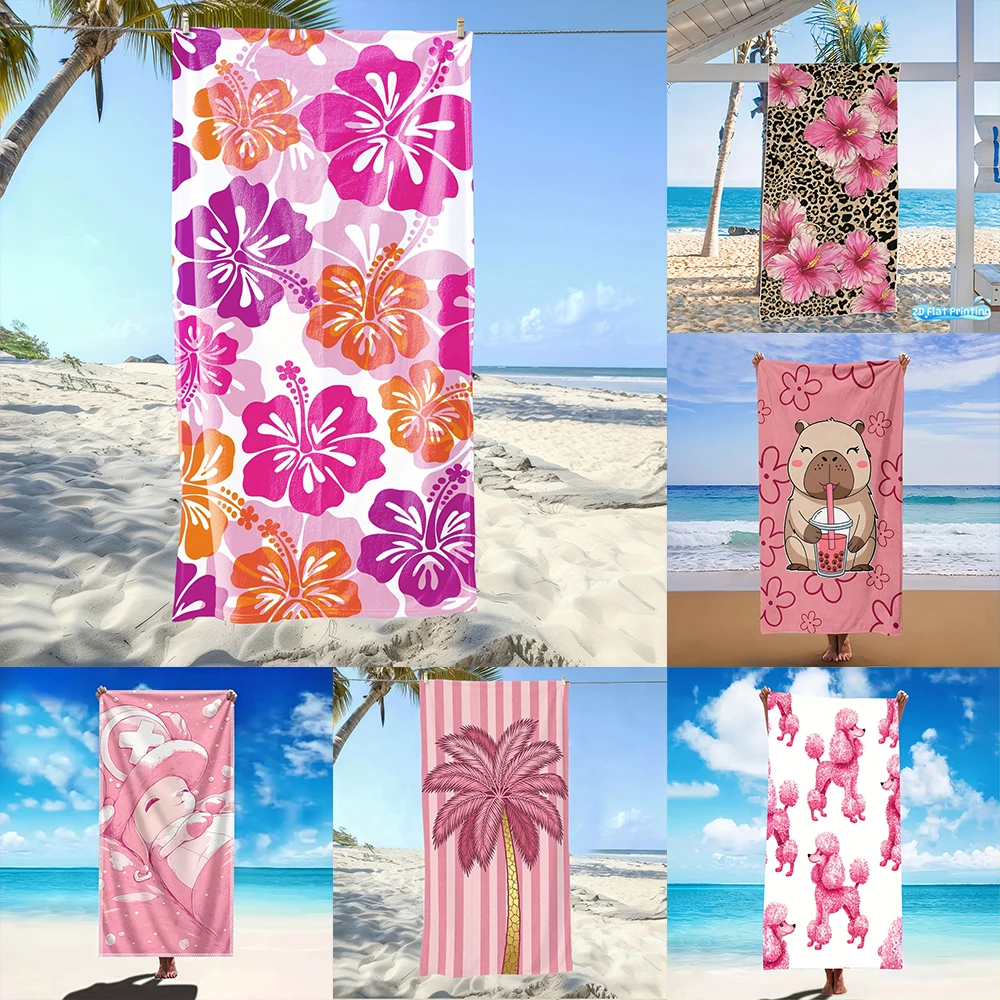 Travel Yoga Accessories - 1 adet tropikal çiçekli plaj havlusu,