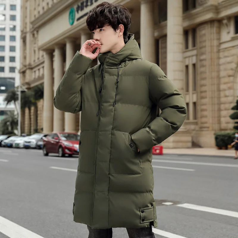 Men Winter Jacket For Men Coat Solid Black Men\'s Park Long Warm Parkas Warm Male Thick Cotton Padded Slim Outerwear 8XL Black