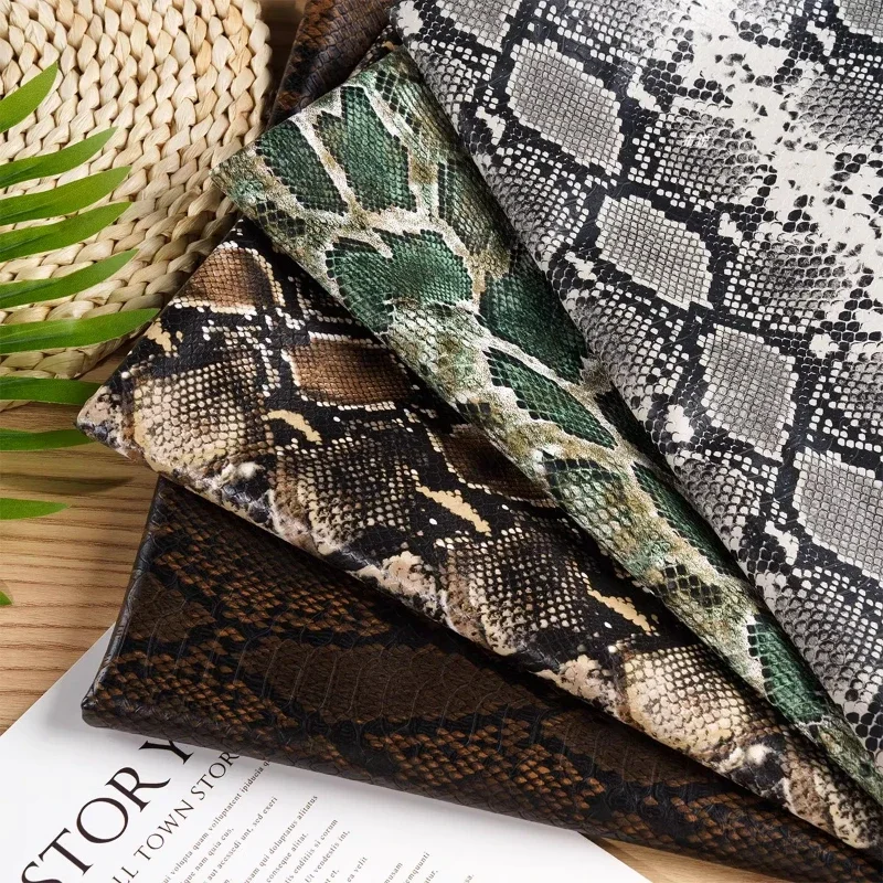 Soft Elastic Python Patterned PU Leather Fabric for Jackets Skirts Pants Clothing Designer Fabrics Diy Sewing Cloth Per Meter