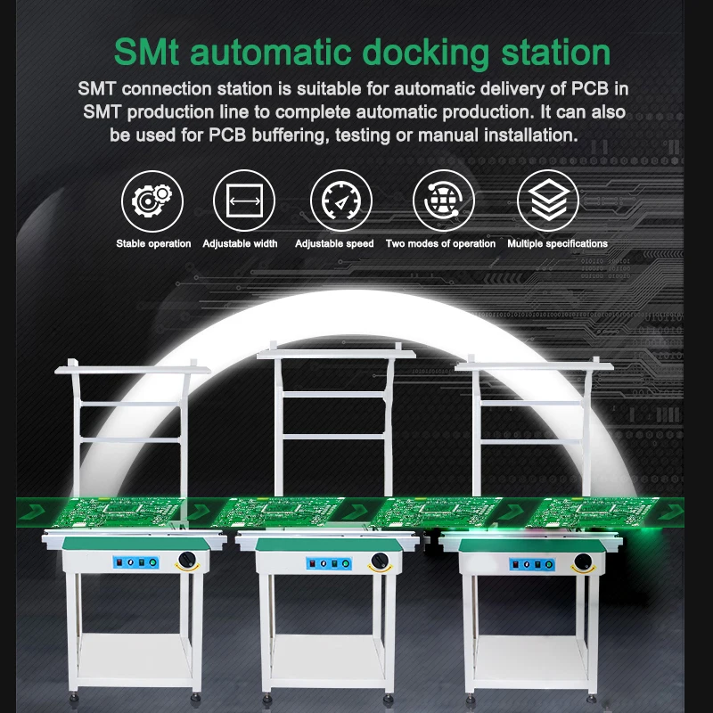 SMT Automatic Docking Station (ZBJBT350-1.0M) – Stainless Steel Pipe Reflow Welder for PCB Buffer Transmission & Patch Detectio