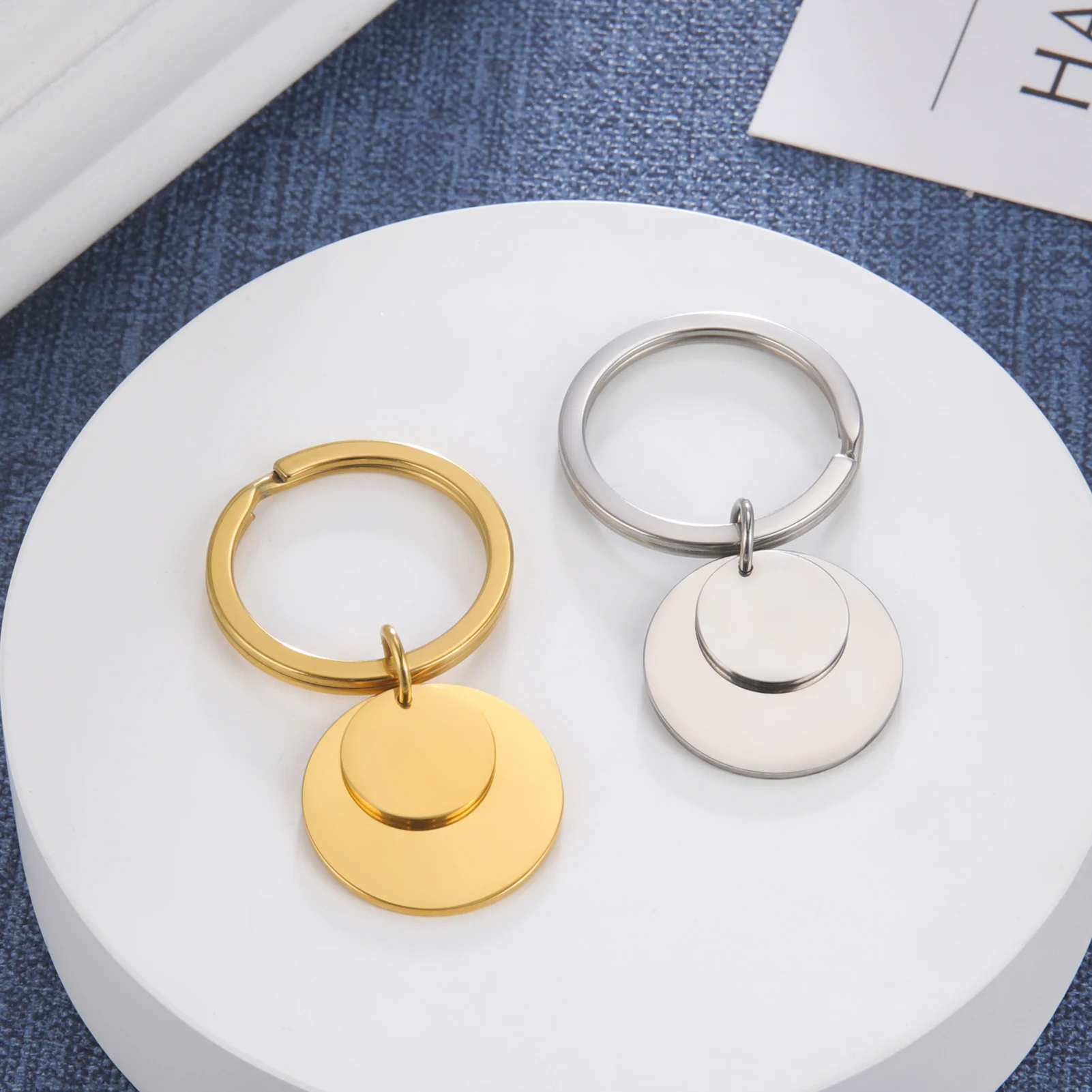 

Kkjoy metal keychain blank Solid big small circle keychain stainless steel key new fashion keychain jewelry accessories Diy gift