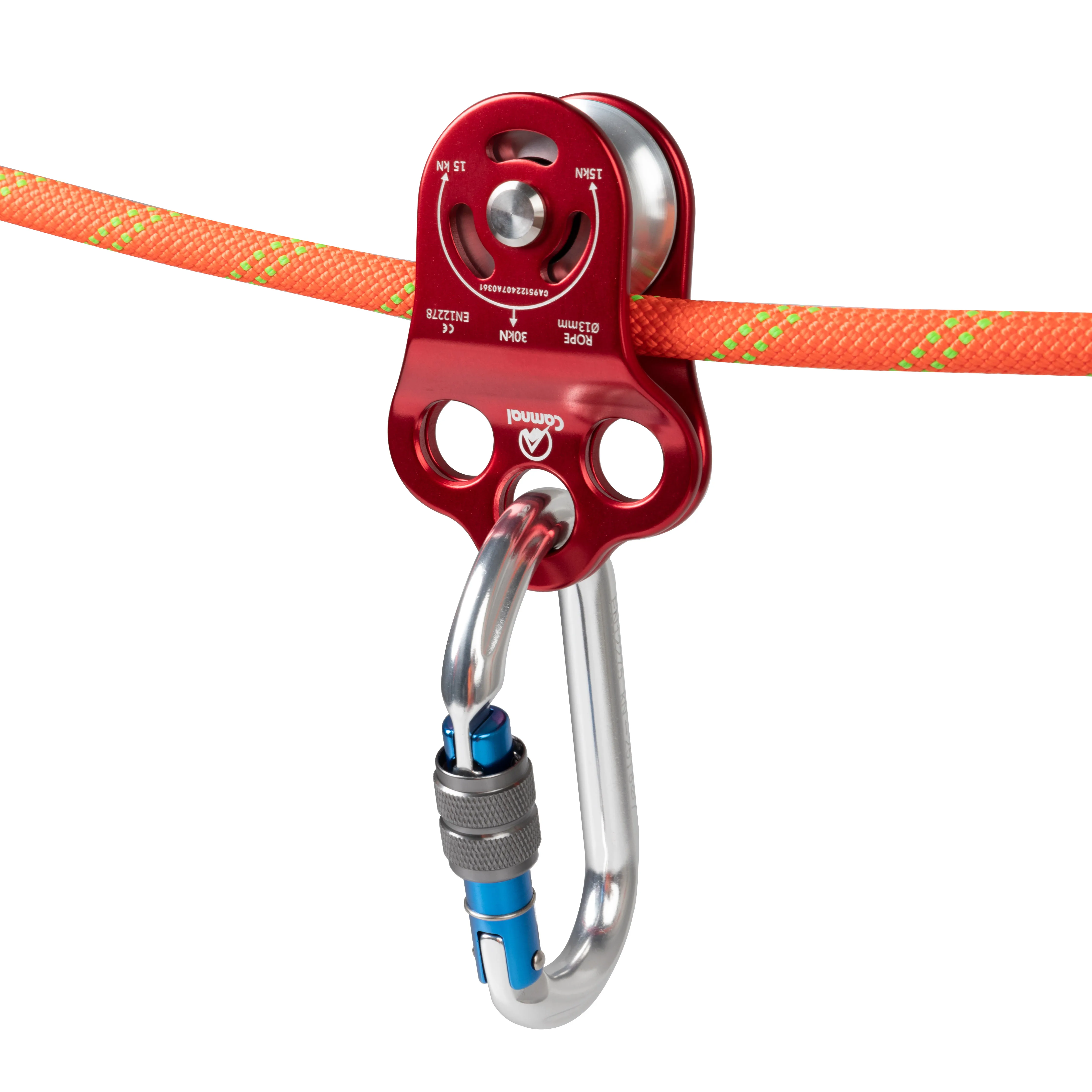 30KN Outdoor Fixed Pulley with Monolithic Sideplate, Climbing Pulley for Survival Systems, High Altitude Traverse