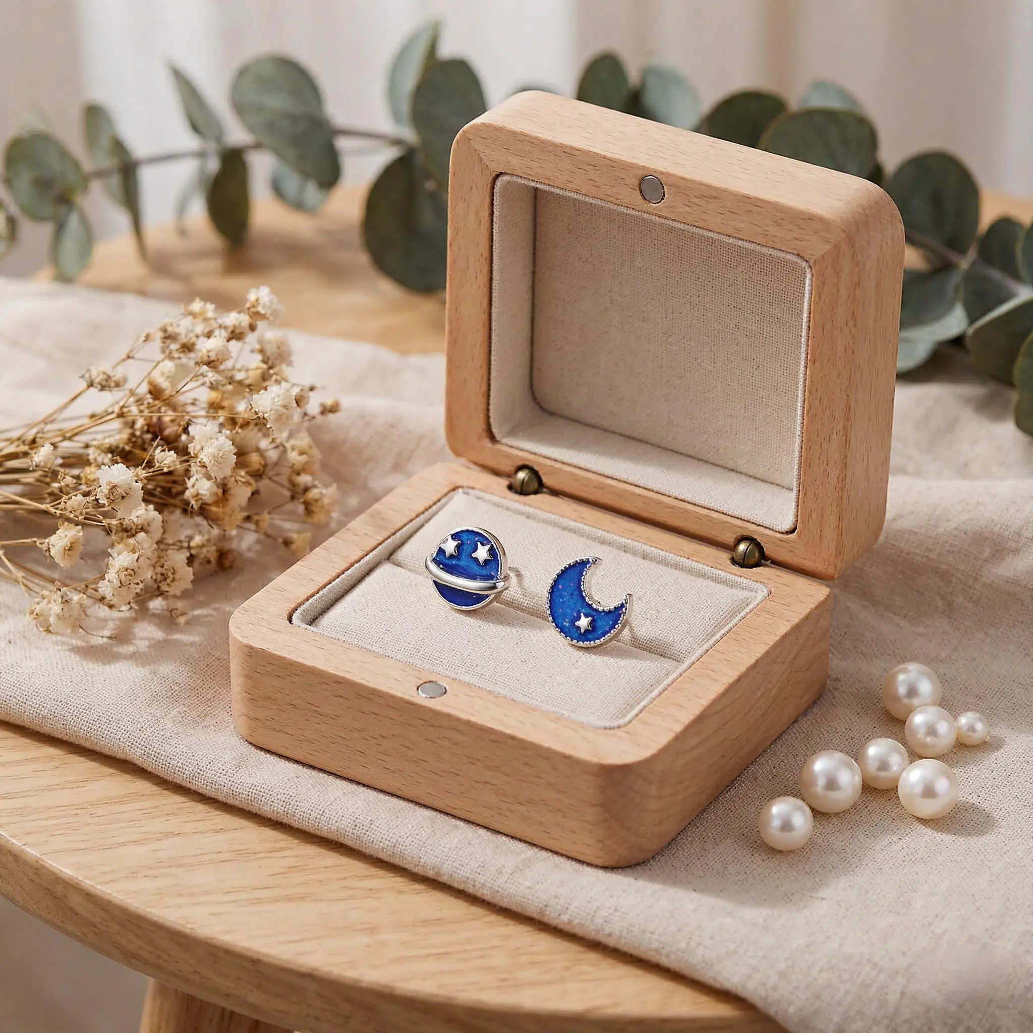 Charming 925 Sterling Silver Blue Moon Planet Enamel Stud Earings for Women Girls Anniversary Party Jewelry Gifts Accessory