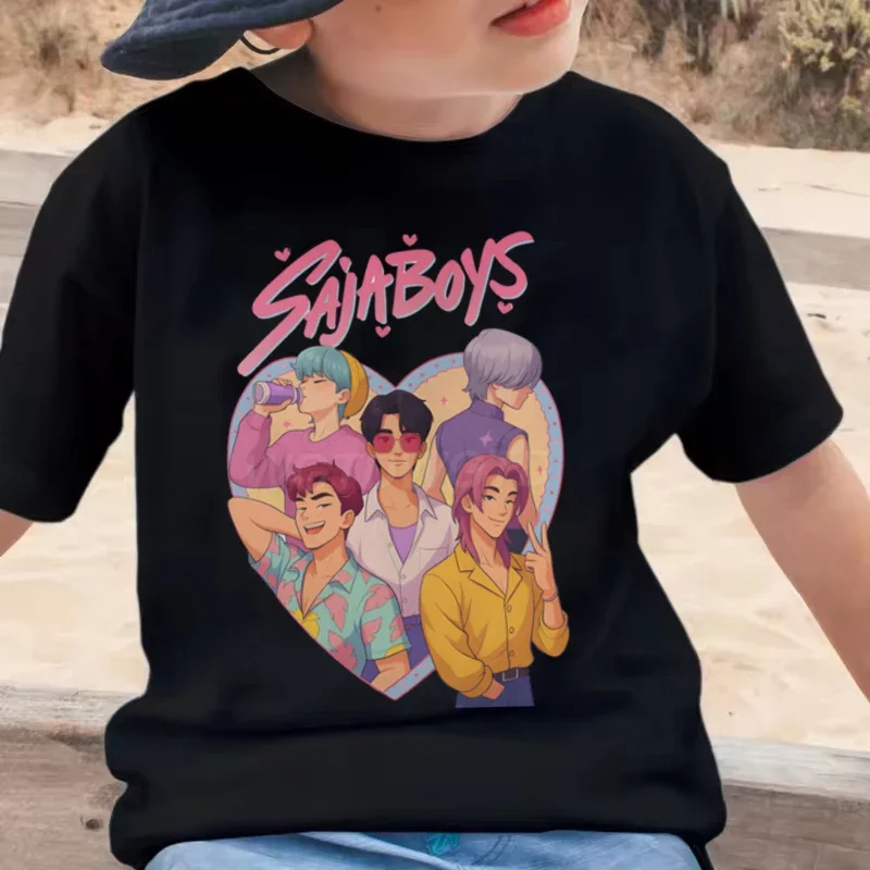 

KPop Demon Hunters Saja Boys T-shirts Kids Clothes Summer Short Sleeve Tee KPop Demon Hunters T Shirt Baby Girl Boy Casual Tops