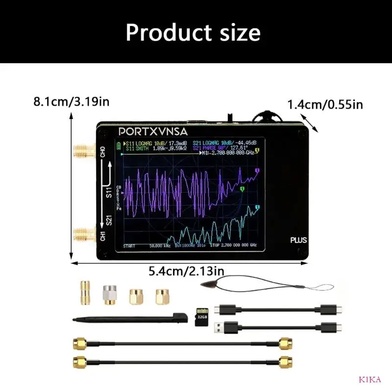 أداة قياس شبكات K1KA Handheld RF لأداء الهوائيات تختبر 50 كيلو هرتز إلى 2.7 جيجا هرتز تعزيز القياس