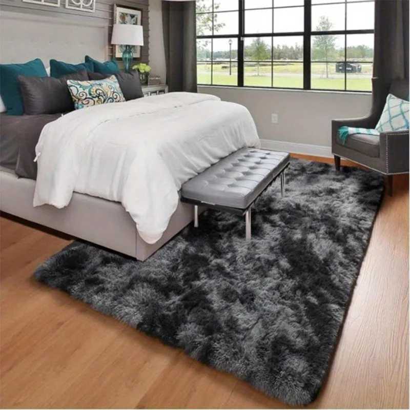 VIKAMA Minimalist Ombré Shag Rug: Comfortable and Sound-Absorbing Living Room Sofa Mat, Bedroom Bedside Rug, Home Decor view 3