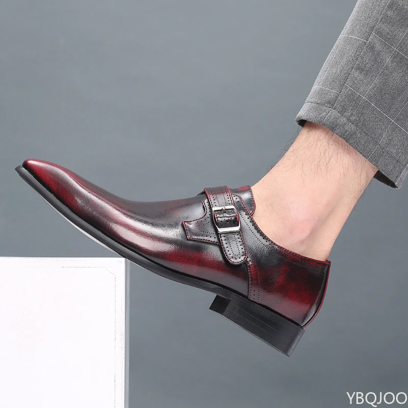 Belt buckle Men's Shoes Fashion Low heel Dress shoes British plus size Leather non slip Footwear Male Formal Suit Shoe Homme - Image 5