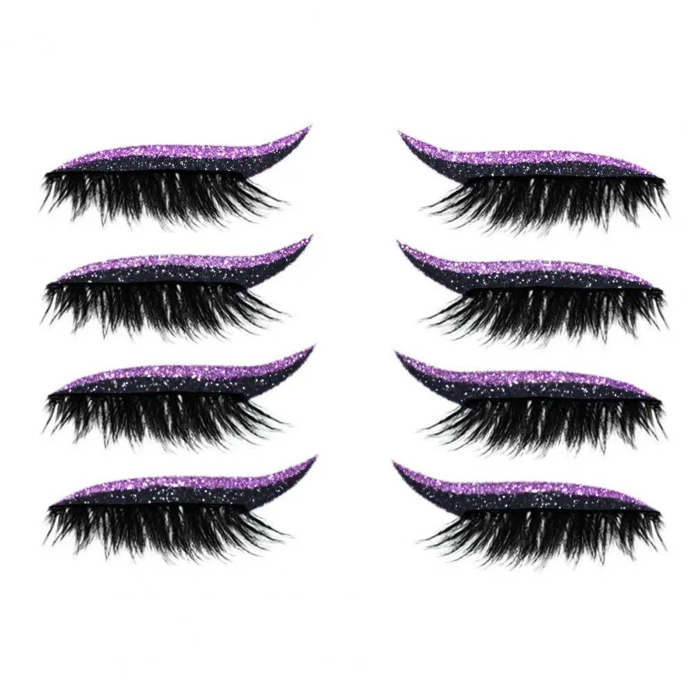 4 Pairs/Set Eyeliner Lashes Sticker Easy to Remove Plastic Makeup Eye Lashes Eyeliner Sticker for Halloween