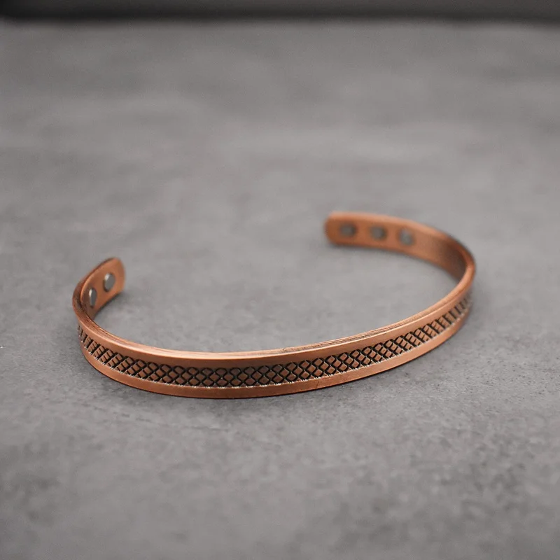Copper Bracelets for Men, Pure Copper Magnetic Bracelet for Men with Neodymium Magnets, Adjustable Cuff Bangle Gift for Couple