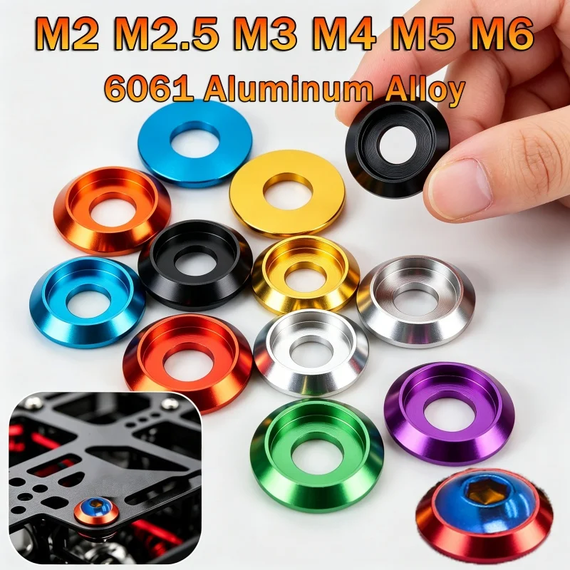 5/10pcs M2 M2.5 M3 M4 M5 M6 Corlorful Aluminum Alloy Cup Head Gasket Washers Anodized 10 Colors for Button Head ISO7380 Screw