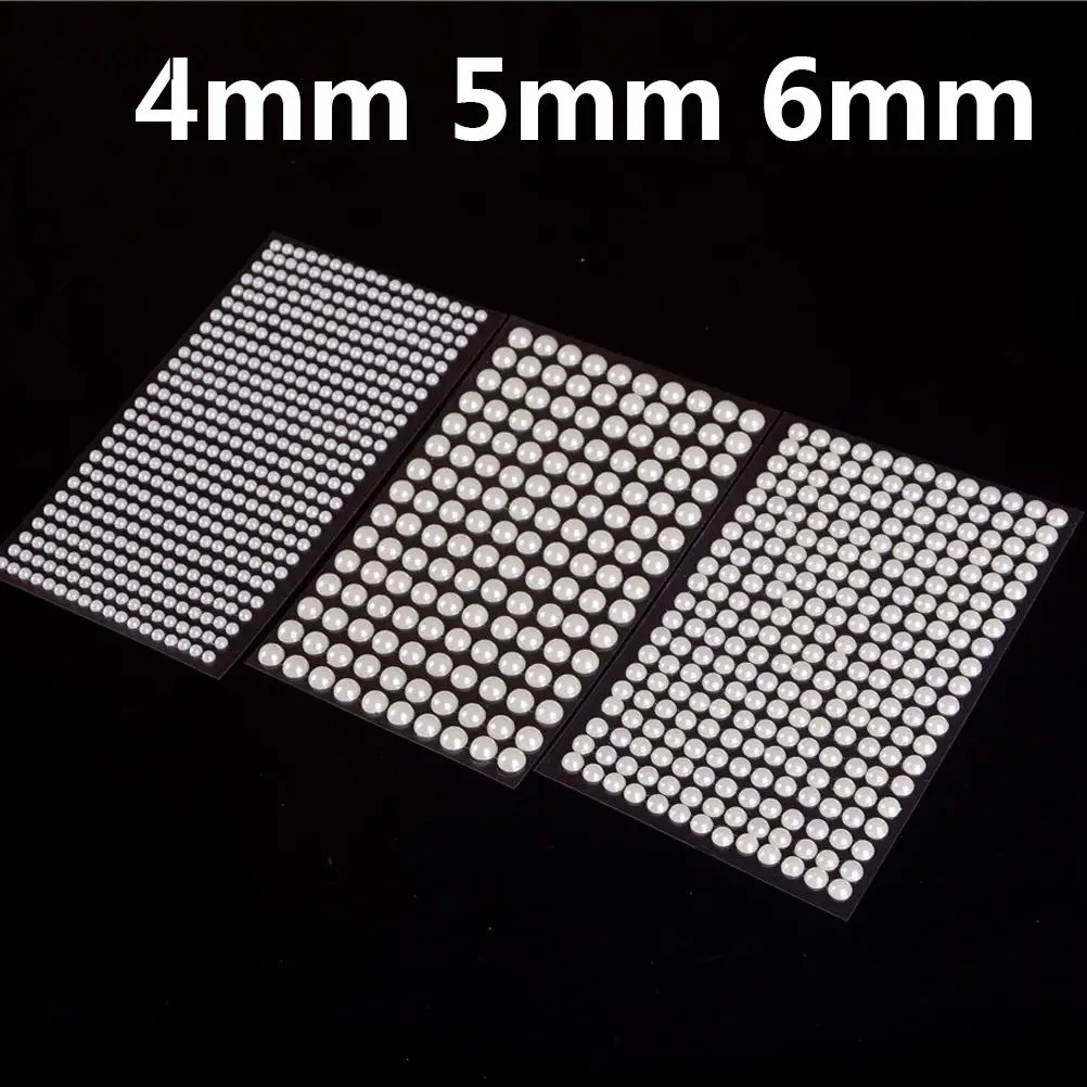 Cream Resin Simulated Pearls Sticker Self Adhesive Strips Decorative DIY Circle Beads 4mm 5mm 6mm