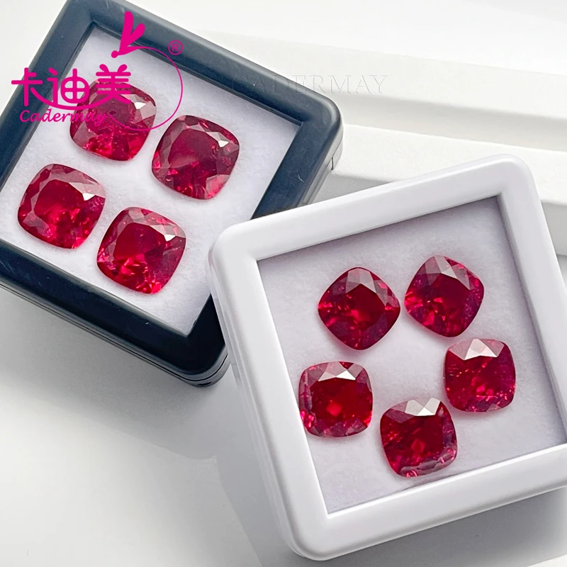 CADERMAY Cushion Cut Lab Grown Ruby Loose Stones With Inclusion With AGL Certificate For Customized Jewelry Making DIY