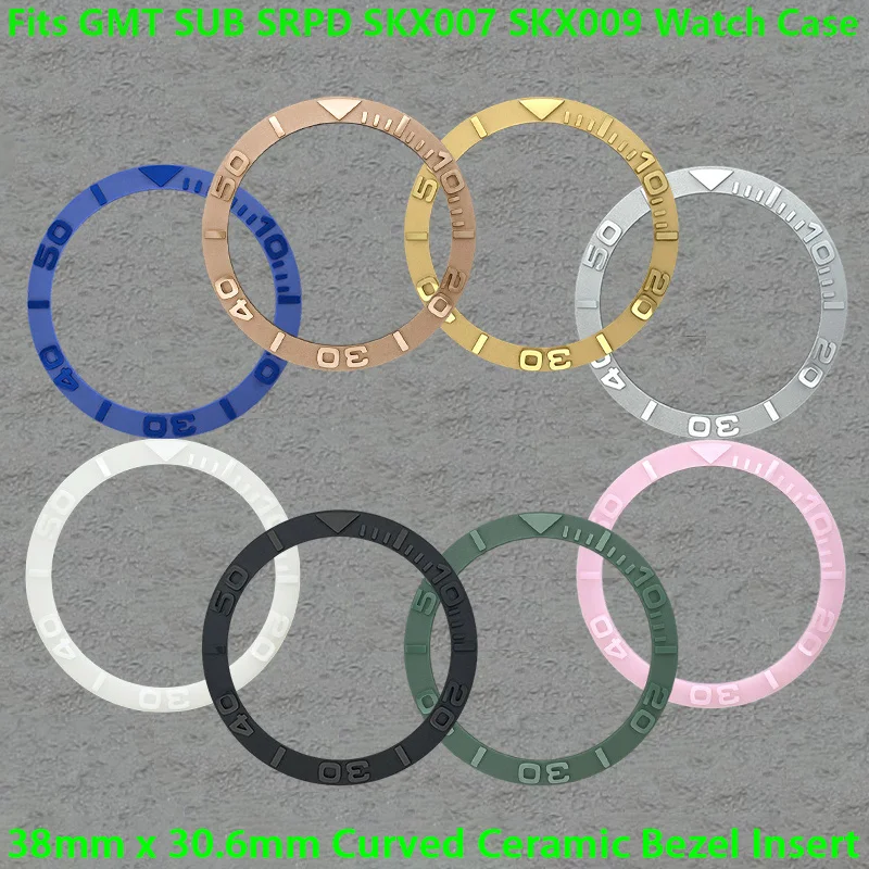 

38mmx30.6mm Curved Ceramic Diving Watch Insert Ring Fits SKX007 SKX009 SRPD SUB GMT Case NH35 NH36 Movement Men Watch Case Parts