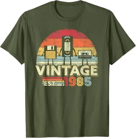 Classic 1985 Retro Style Vintage T-Shirt Humor Funny 40th Birthday Best of 1985 Saying Tee 40 Years Old Clothes Mama Daddy Gifts