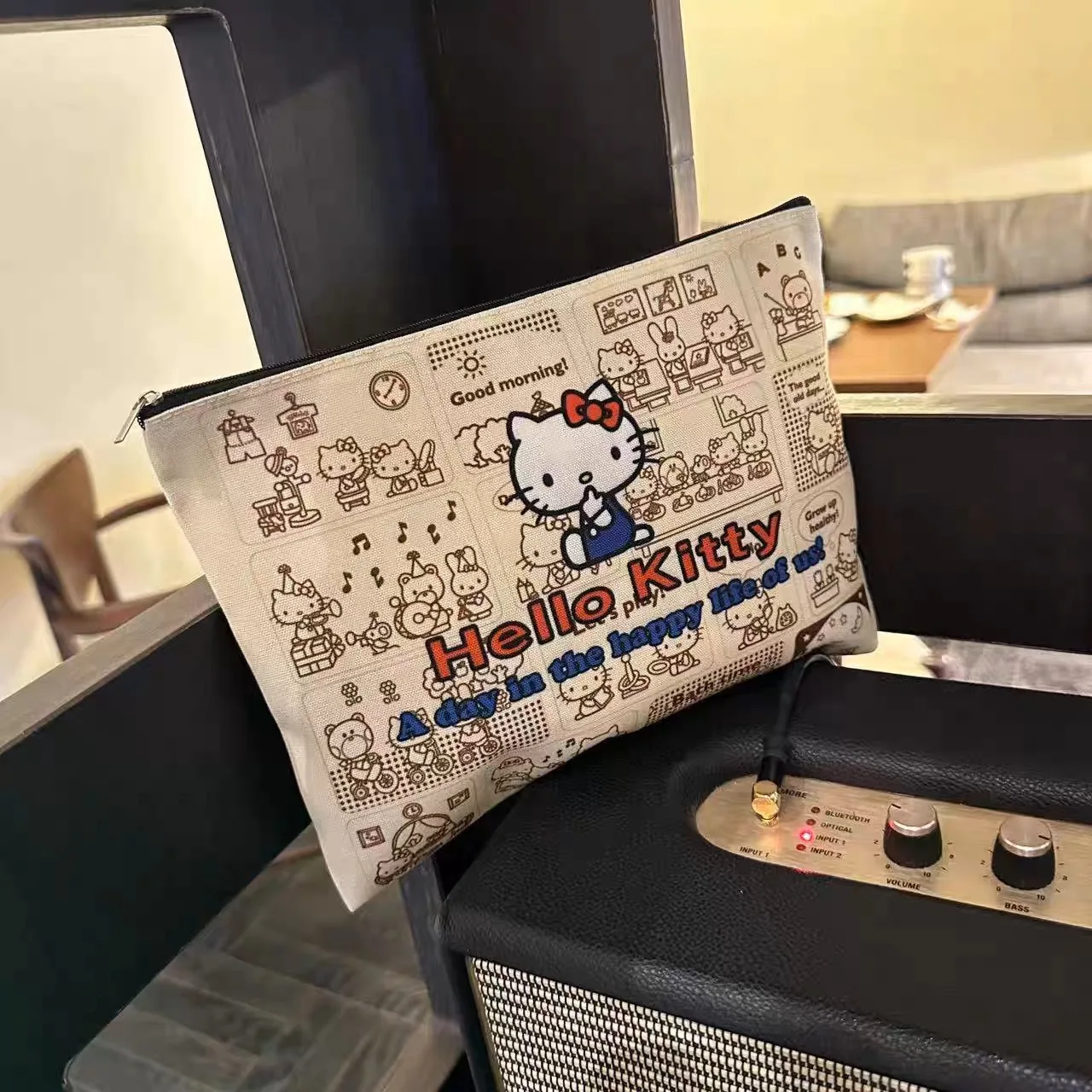 HelloKitty cartoon peripheral storage bag, super large capacity cosmetics storage bag view 3