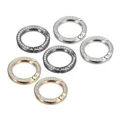 5Pcs Rhinestone Spring O Rings Bling Round Hooks Clip Carabiner Buckle For DIY Keyrings Handbag Purse Car Keychain Making