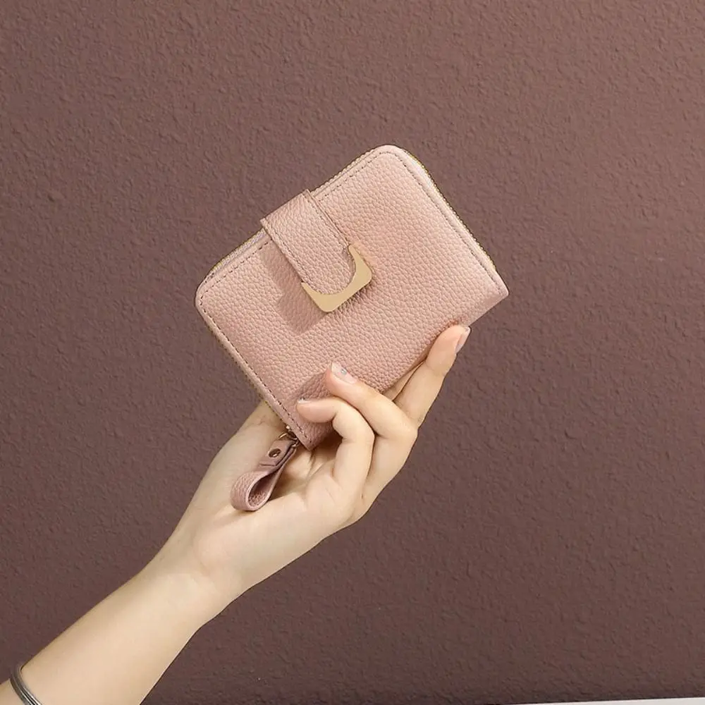 

Change Bag PU Leather Women Short Wallets Hasp Solid Color Female Coin Purse Small Multi-Cards Slot Card Bag Women