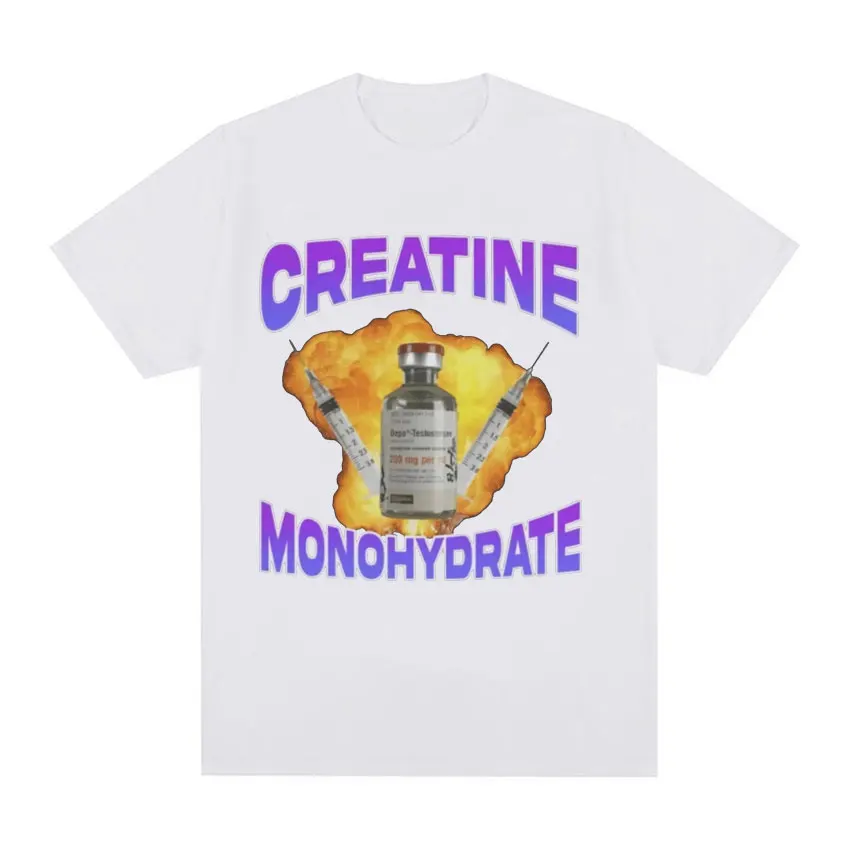 Creatine Monohydrate Funny Meme Graphic T Shirt Men\'s Women Fashion Vintage T-shirts 100% Cotton Short Sleeve Oversized T-shirt