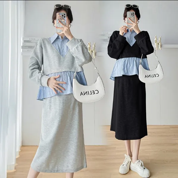 529-real-ot-materni-autunno-inverno-nuovo-gilet-a-maniche-lunghe-con-scollo-rotondo-a-righe-abbigliamento-da-casa-e-intimo-da-donna